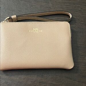 Coach Beige Leather Wristlet